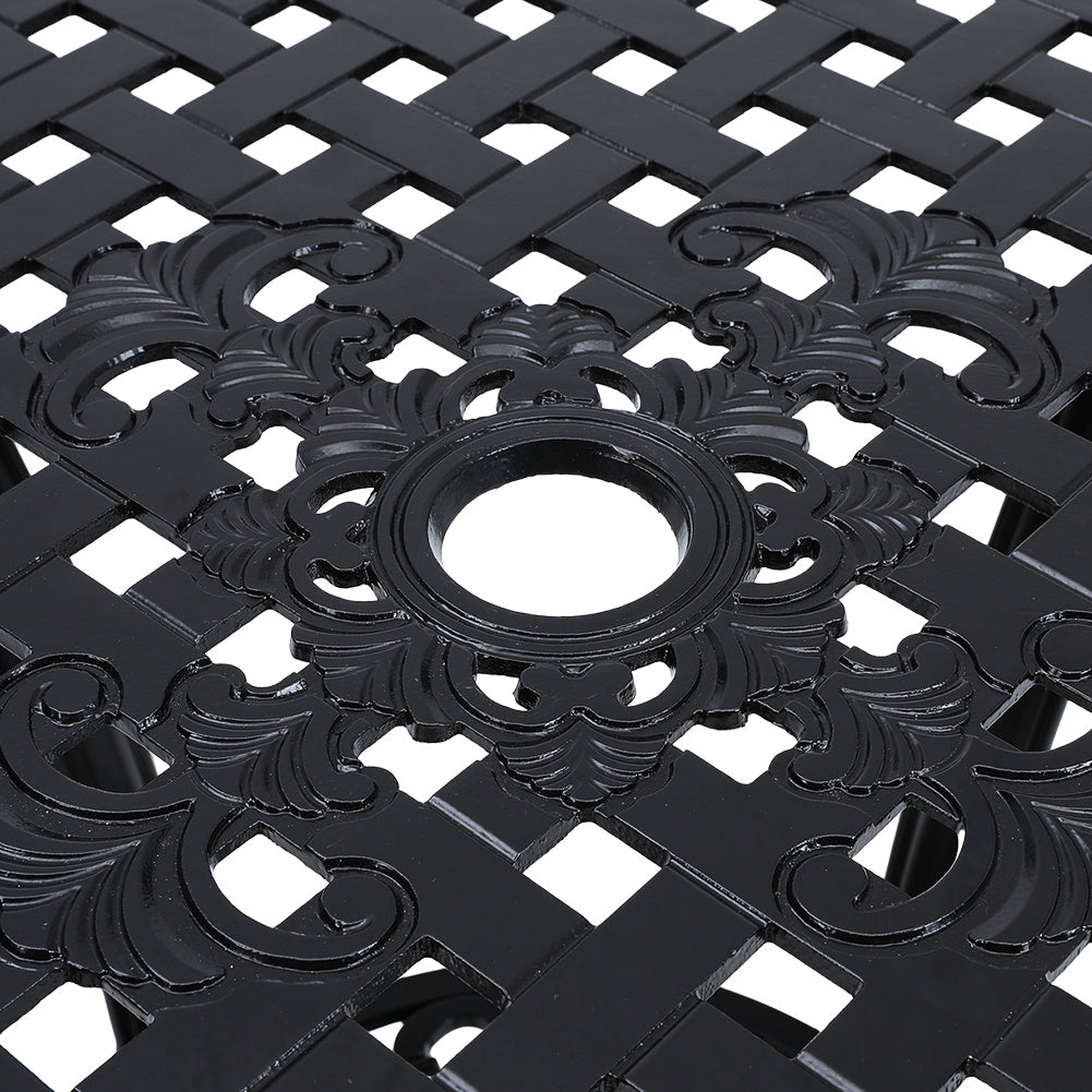 Cast Aluminum Patio Dining Table with Umbrella Hole