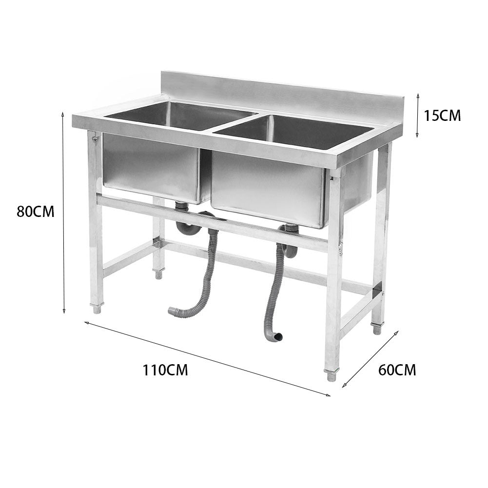 Free Standing Stainless Steel Double Kitchen Sink
