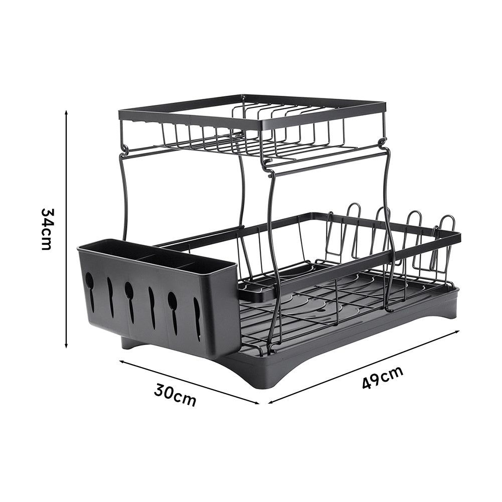 Black Dish Rack with Utensil Holder and Glass Holder