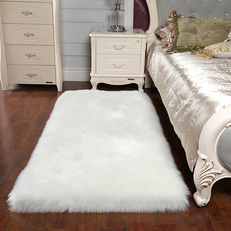 Rectangle Faux Fur Sheepskin Fluffy Floor Rug, White 60x90CM