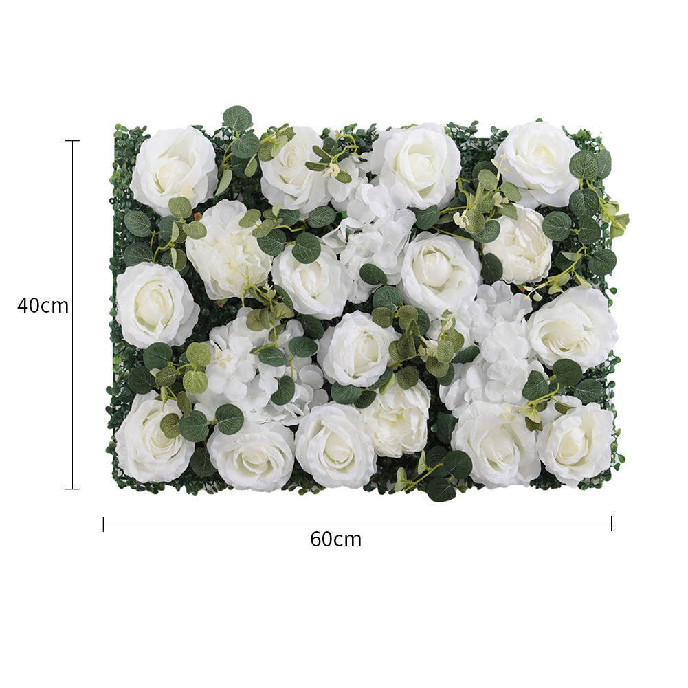 Artificial Plant Hedge Greenery Wall Panel with Eucalyptus Rose