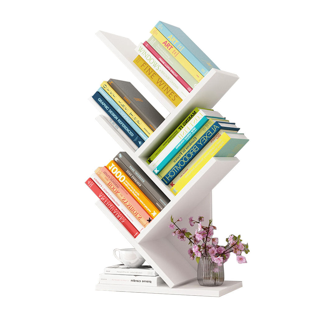 5 Layer Tree Shape Bookshelf Desktop Organizer, White