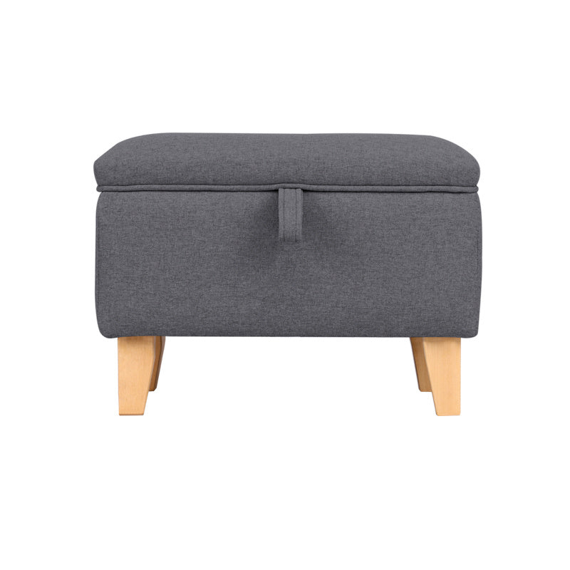 49CM Linen Storage Organizer Ottoman Footstool, Dark Grey