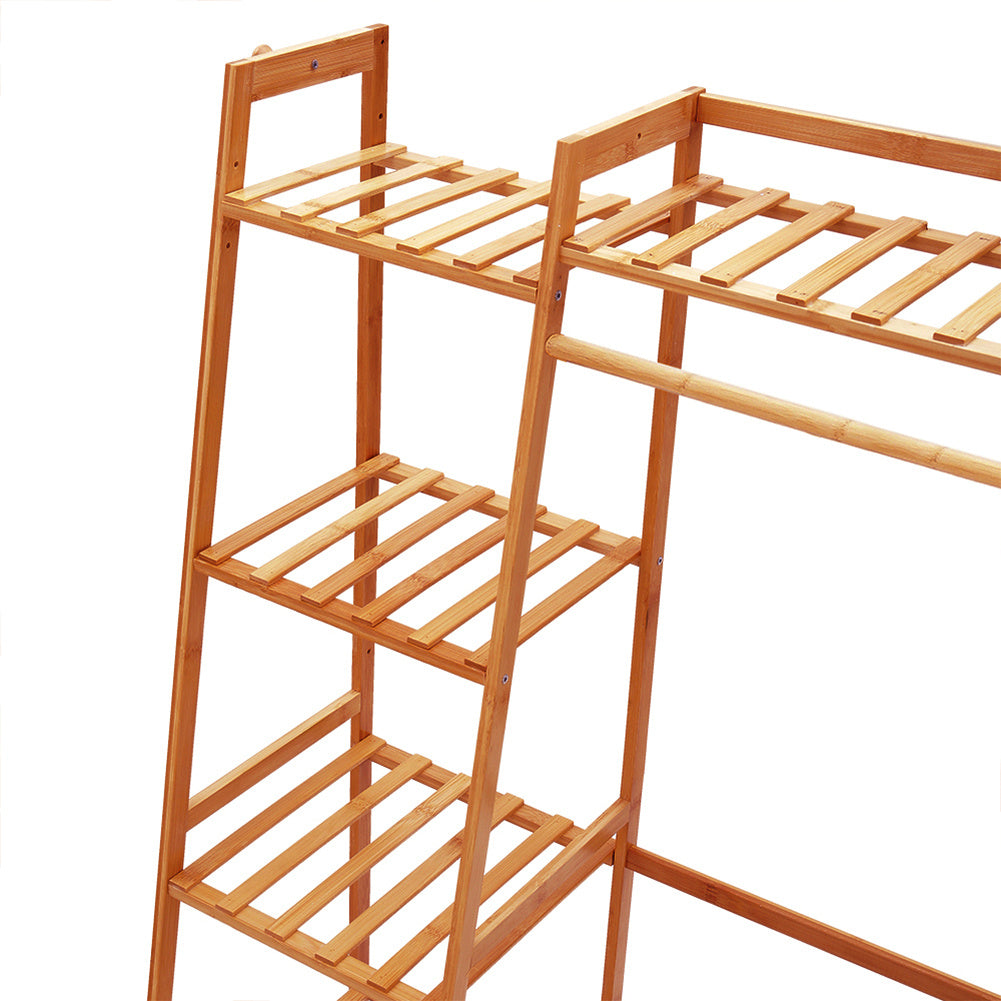 130cm Brown Bamboo Bedroom Garment Clothes Rack
