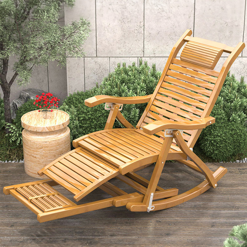 Bamboo Rocking Chair Foldable Recliner, Bamboo Chair, Natural Wood