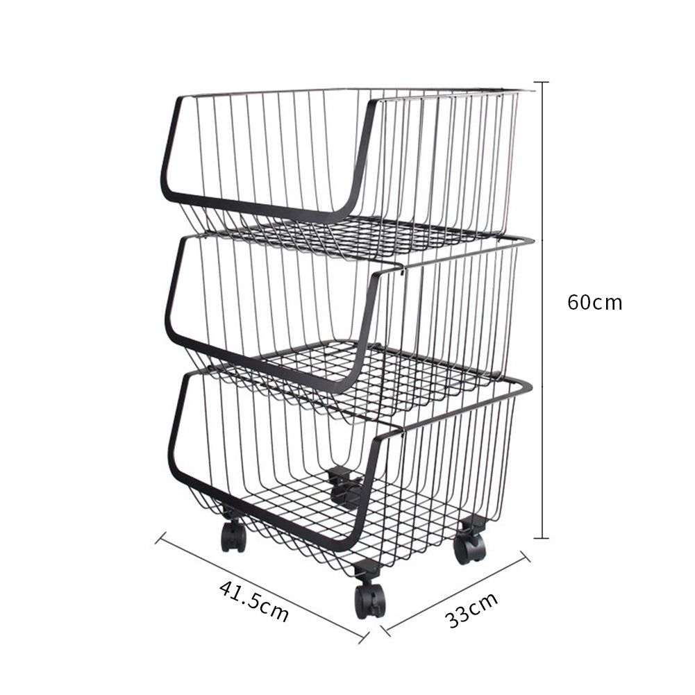 3 Tier Iron Wire Fruit Vegetable Basket Storage Unit