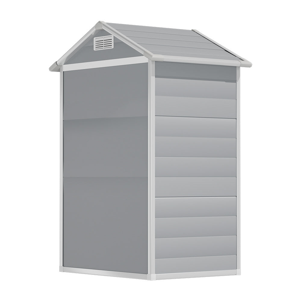 Grey Garden Plastic Storage Shed with Lockable Hinged Door