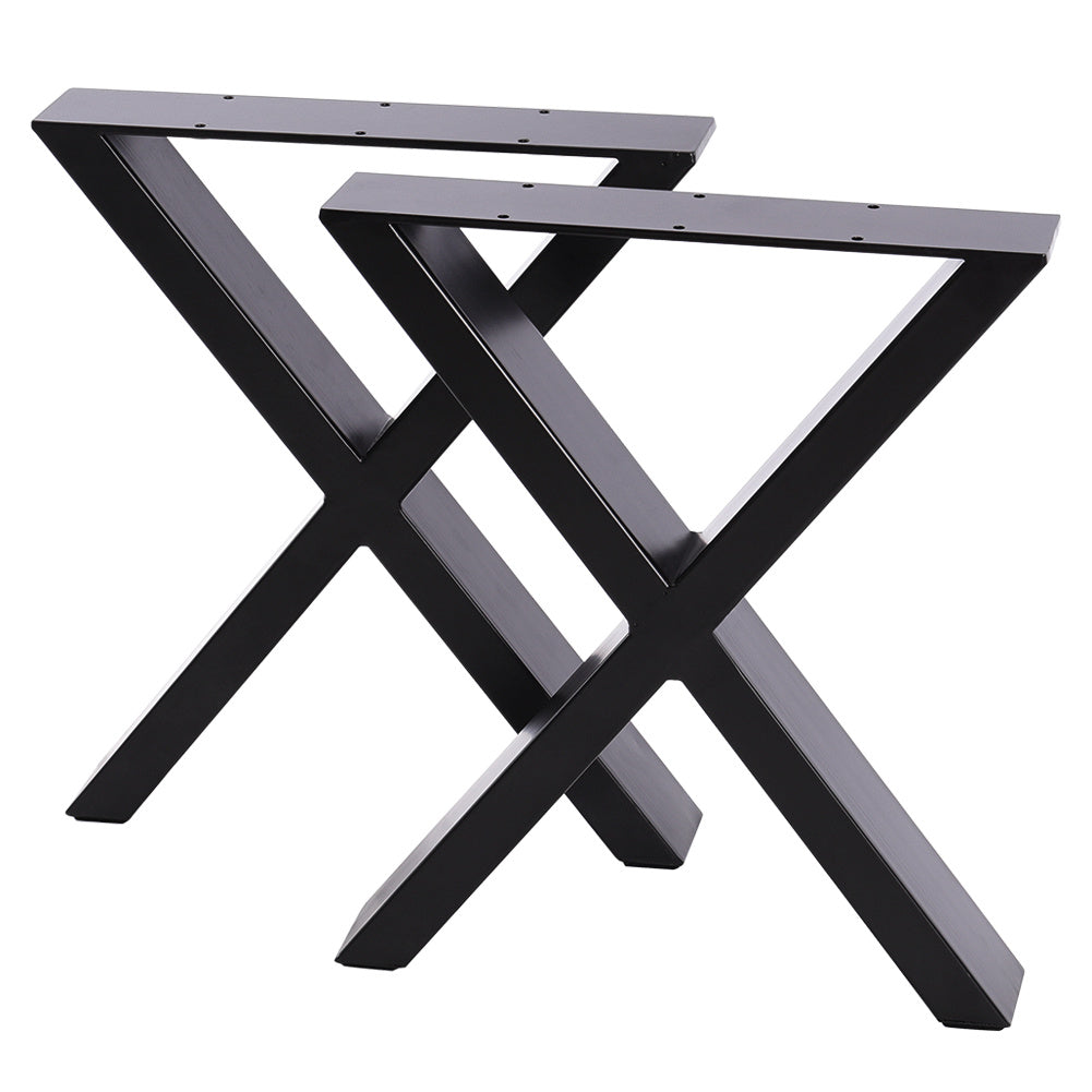 Set of 2 Metal Table or Bench Legs Frames X-Shape Steel Base Stands, 50x71CM