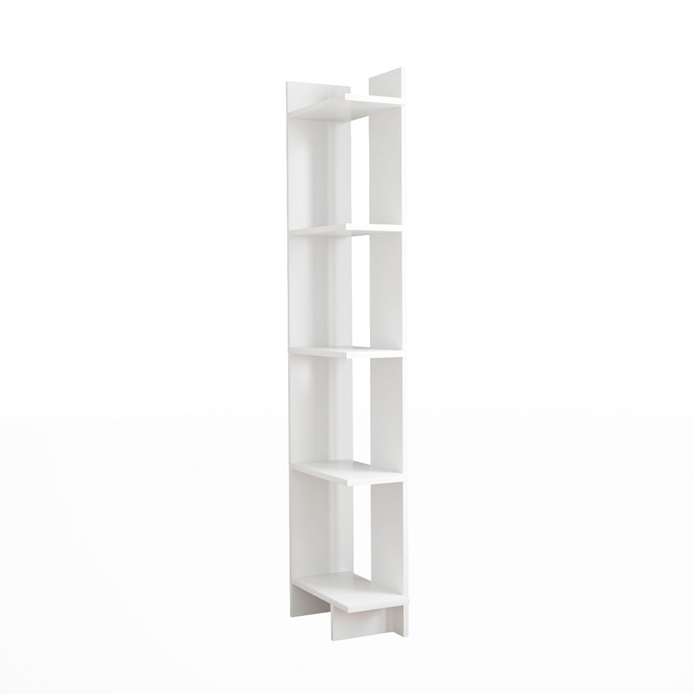 5 Tier Corner Storage Bookshelf Shelving Unit White