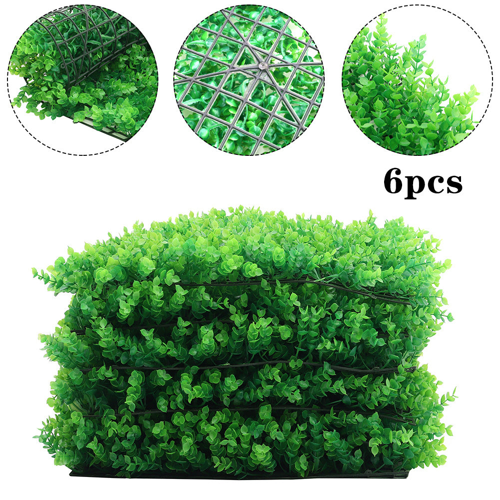Set of 6 Artificial Topiary Plant Mat Greenery Wall Hedge Grass Fence