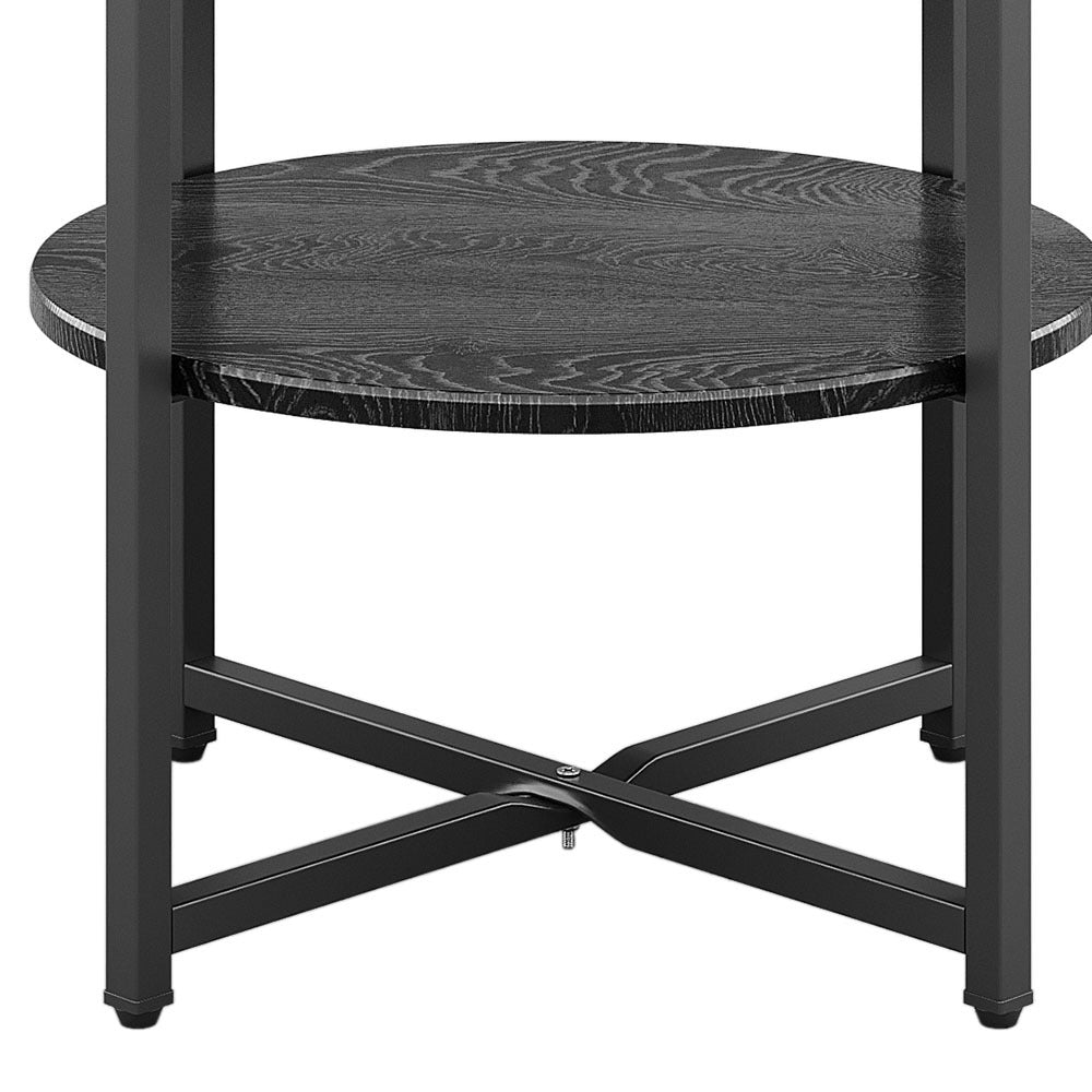 Black Small Round Coffee Table with 2 Tier