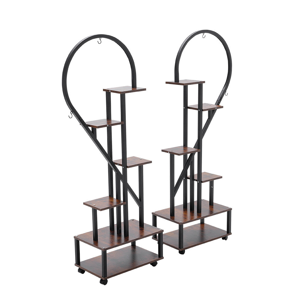 2 Pcs Half Heart Shaped Tiered Plant Stand