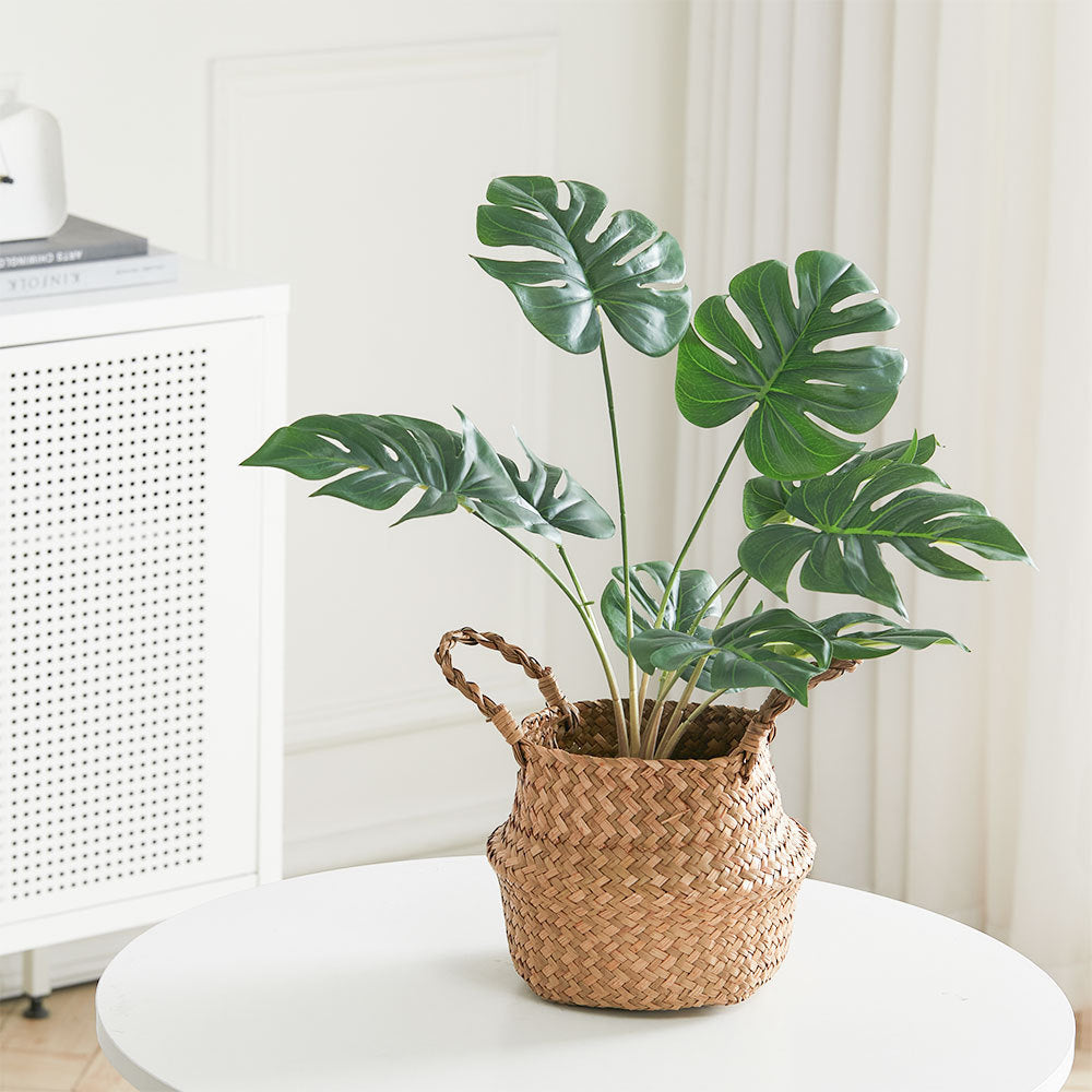 Artificial Outdoor Garden Green Plants with Plastic Pot, Monstera Deliciosa