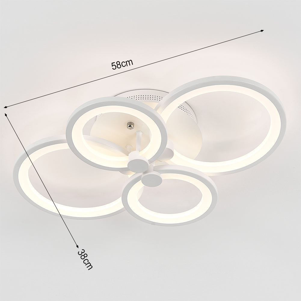Round LED Dimmable Ceiling Light With Remote, 4 Head