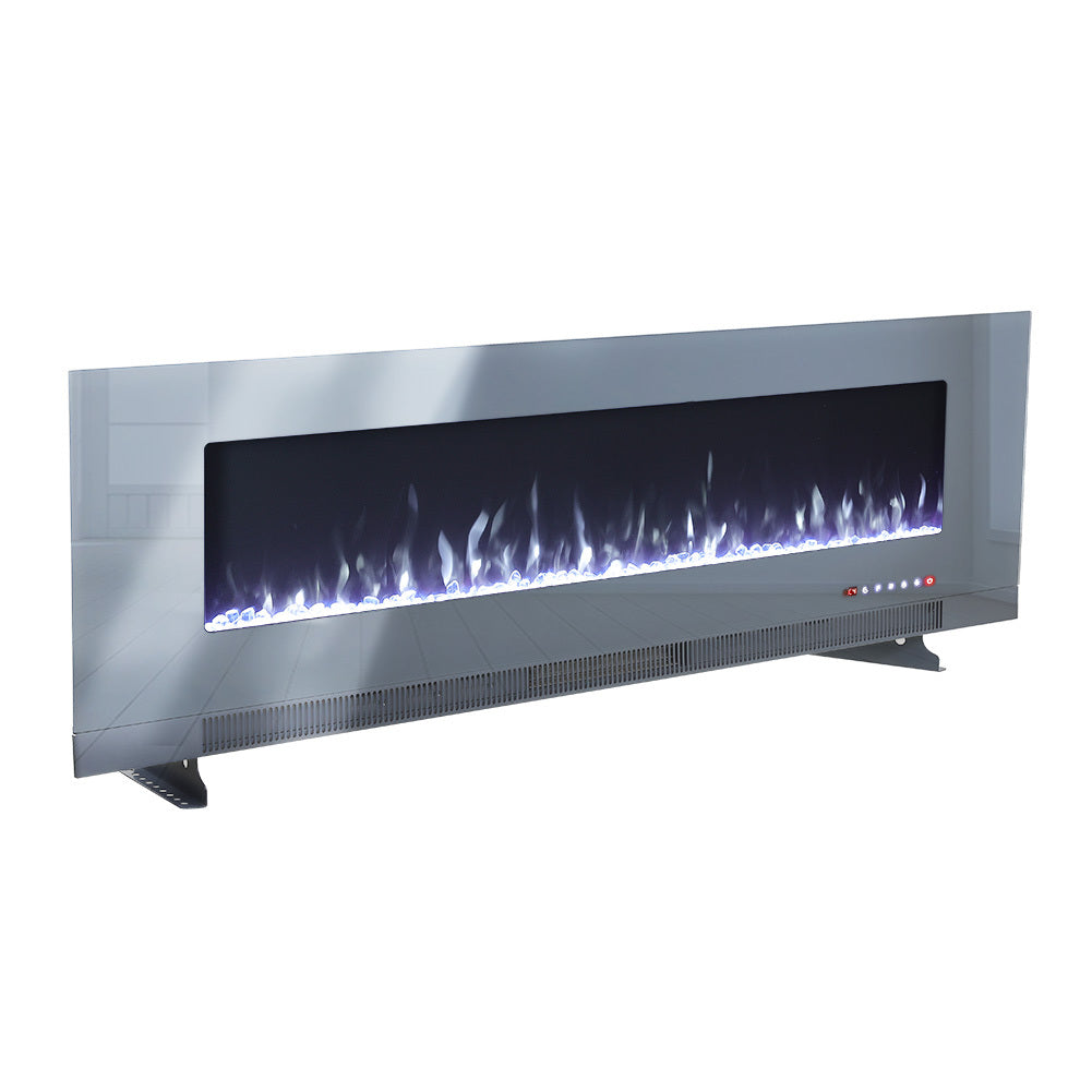 Grey 72 Inch Wall Mounted LED Electric Fireplace with 9 Flame Colours