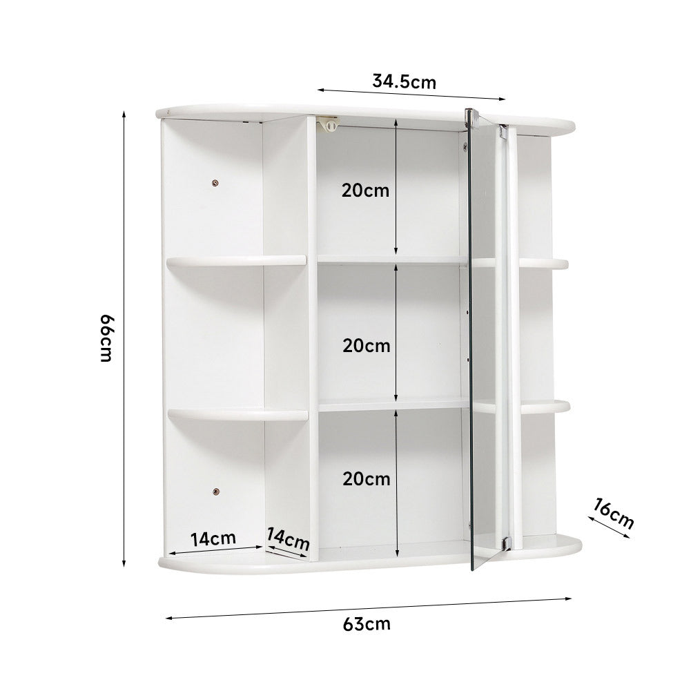 Bathroom Wall Mount Cabinet Single Door with Mirror and Shelves Organizer