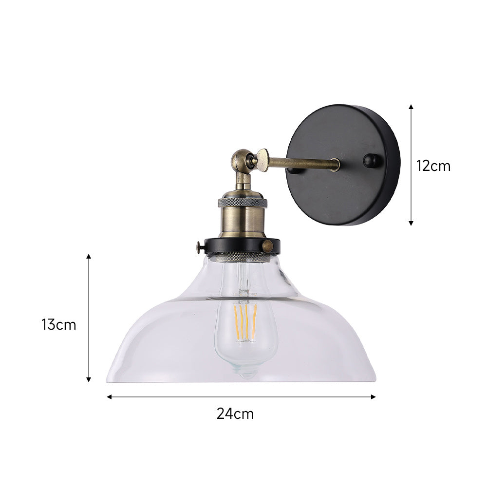 Industrial Bowl Shape Wall Sconce with Clear Glass Shade