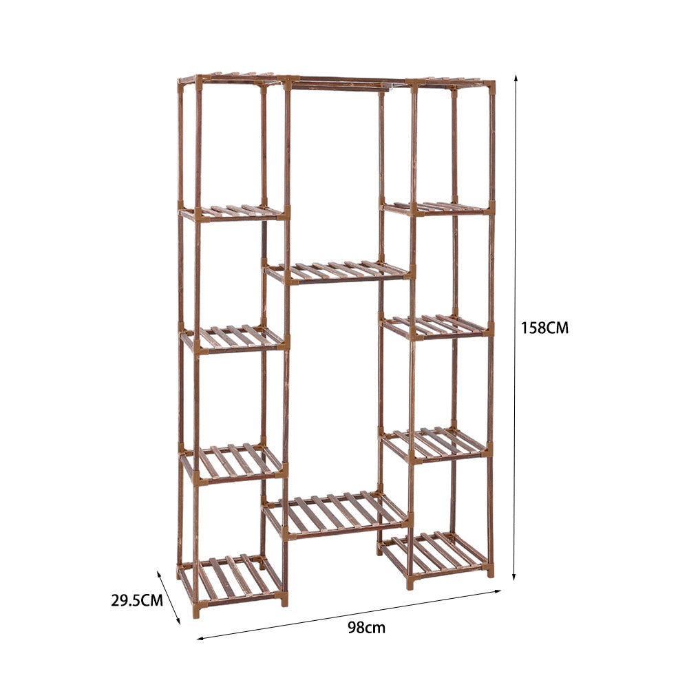 Brown Multi Tier Wood Plant Stand Flower Display Shelf