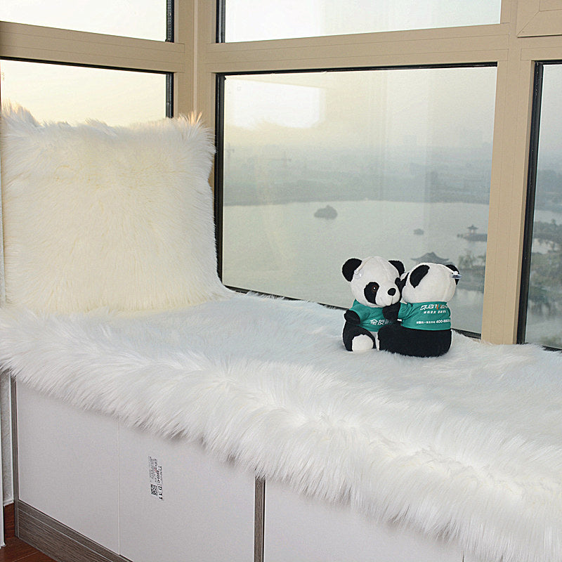 Rectangle Faux Fur Sheepskin Fluffy Floor Rug, White 60x90CM