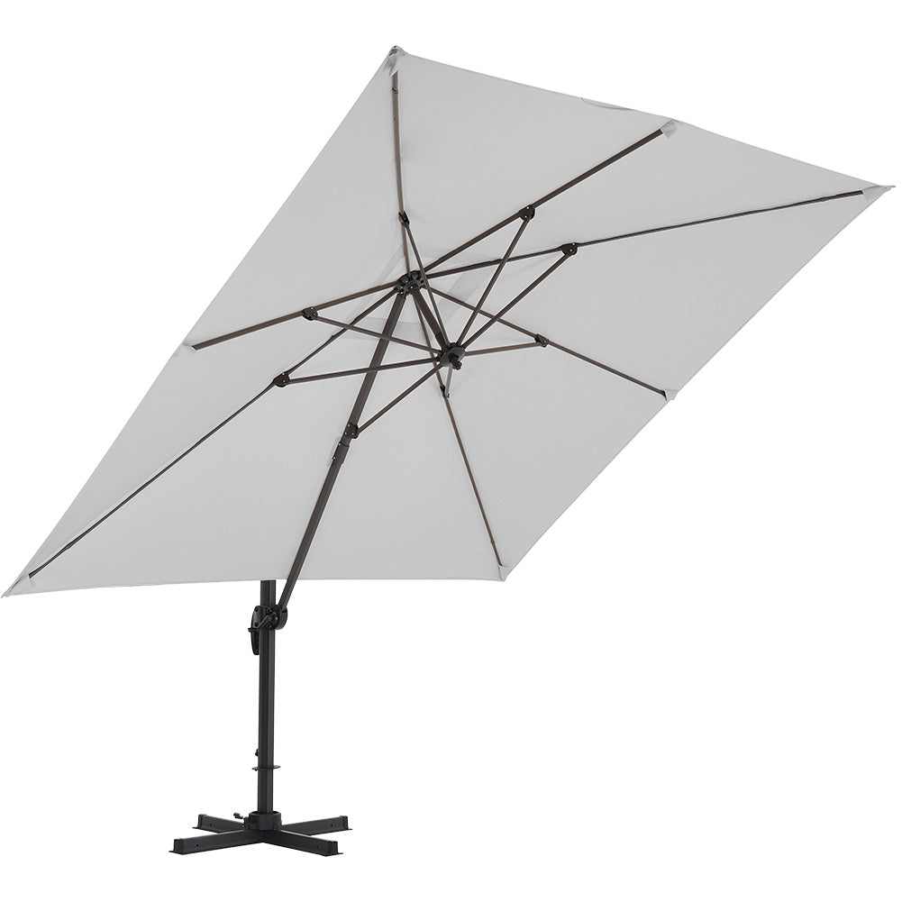 3M Large Garden Roma Tilting Aluminium Cantilever Parasol With Cross Base, Light Grey