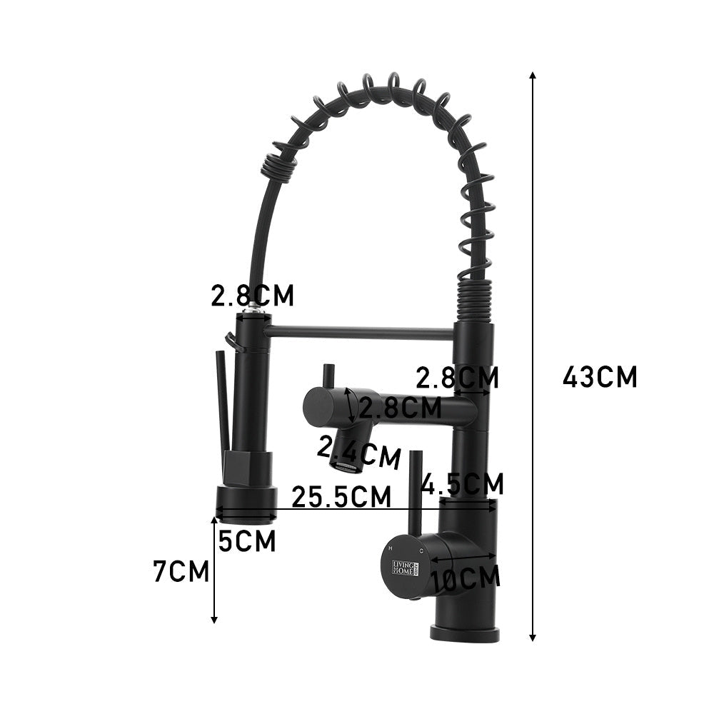 Black Stainless Steel Kitchen Faucet with Pull Down Spring Spout