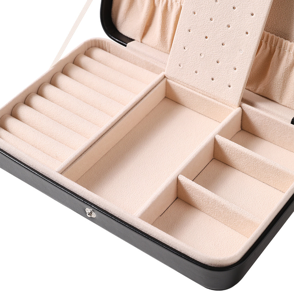 Black PU Leather Travel Jewelry Storage Box