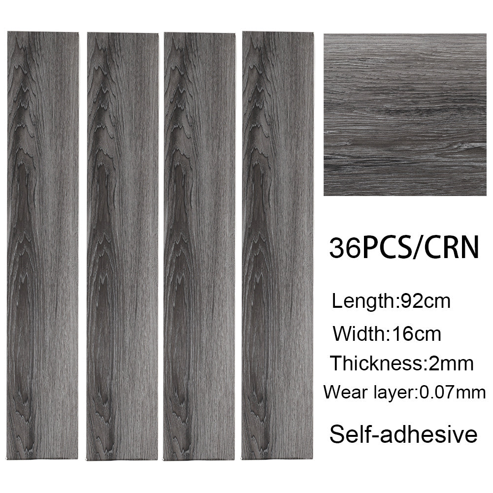 Set of 36 Planks PVC Self-stick Waterproof Floor Flooring Plank, Dark Grey
