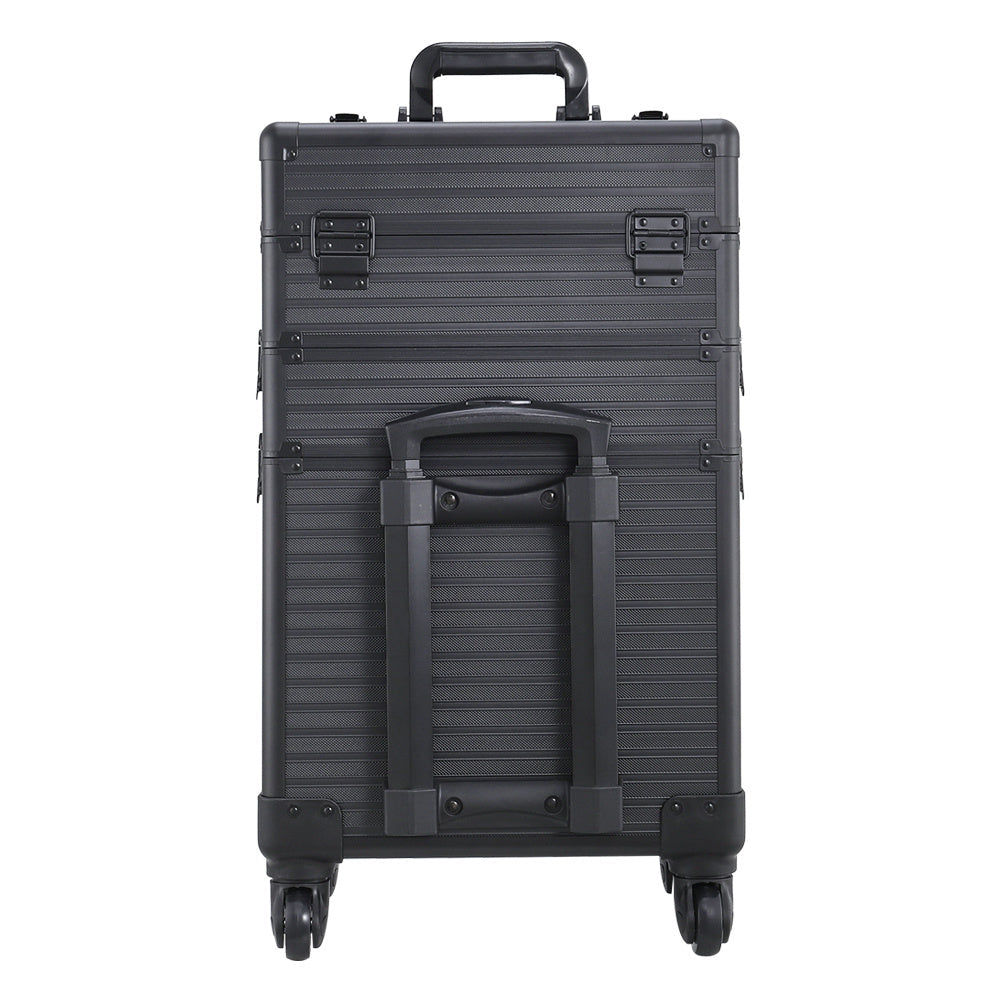 3in1 Cosmetic Train Case with Detachable Beauty Storage Box,Black