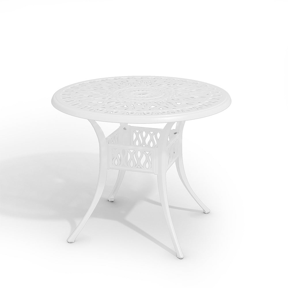 Outdoor Round White Cast Aluminum Garden Bistro Table