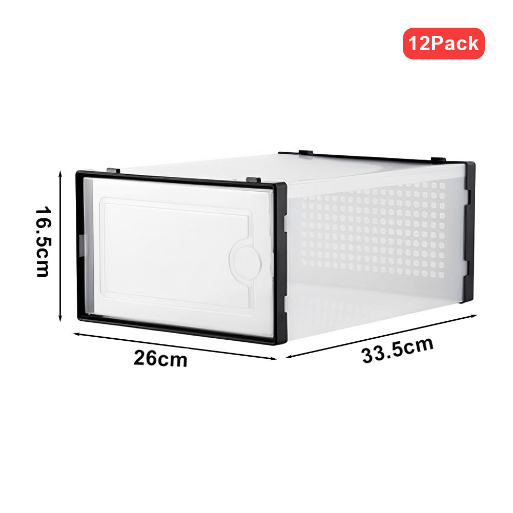 Set of 12 Plastic Transparent Stackable Shoe Storage Box
