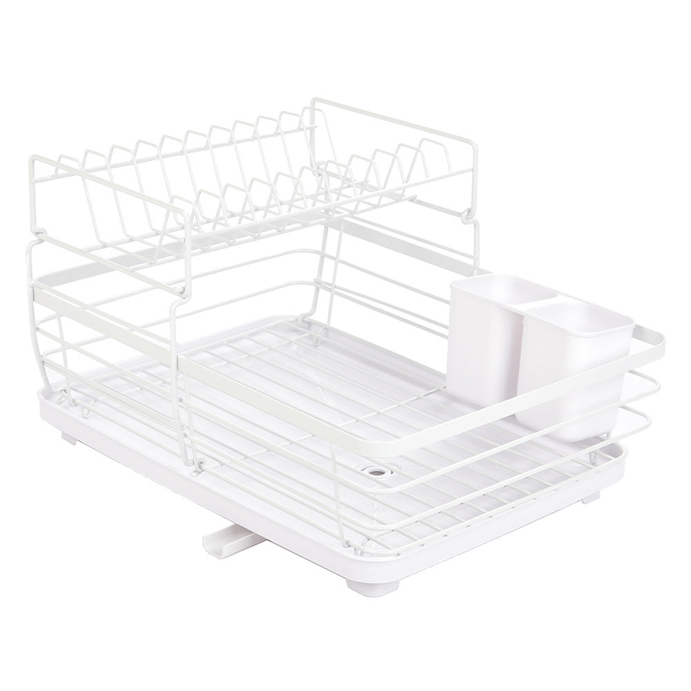 2-Tier Metal Dish Rack with Utensil Holder Dish Drainer