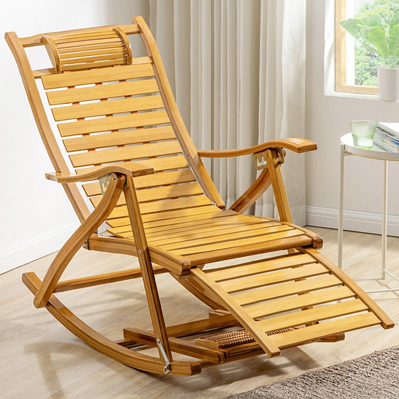 Bamboo Rocking Chair Foldable Recliner, Bamboo Chair, Natural Wood