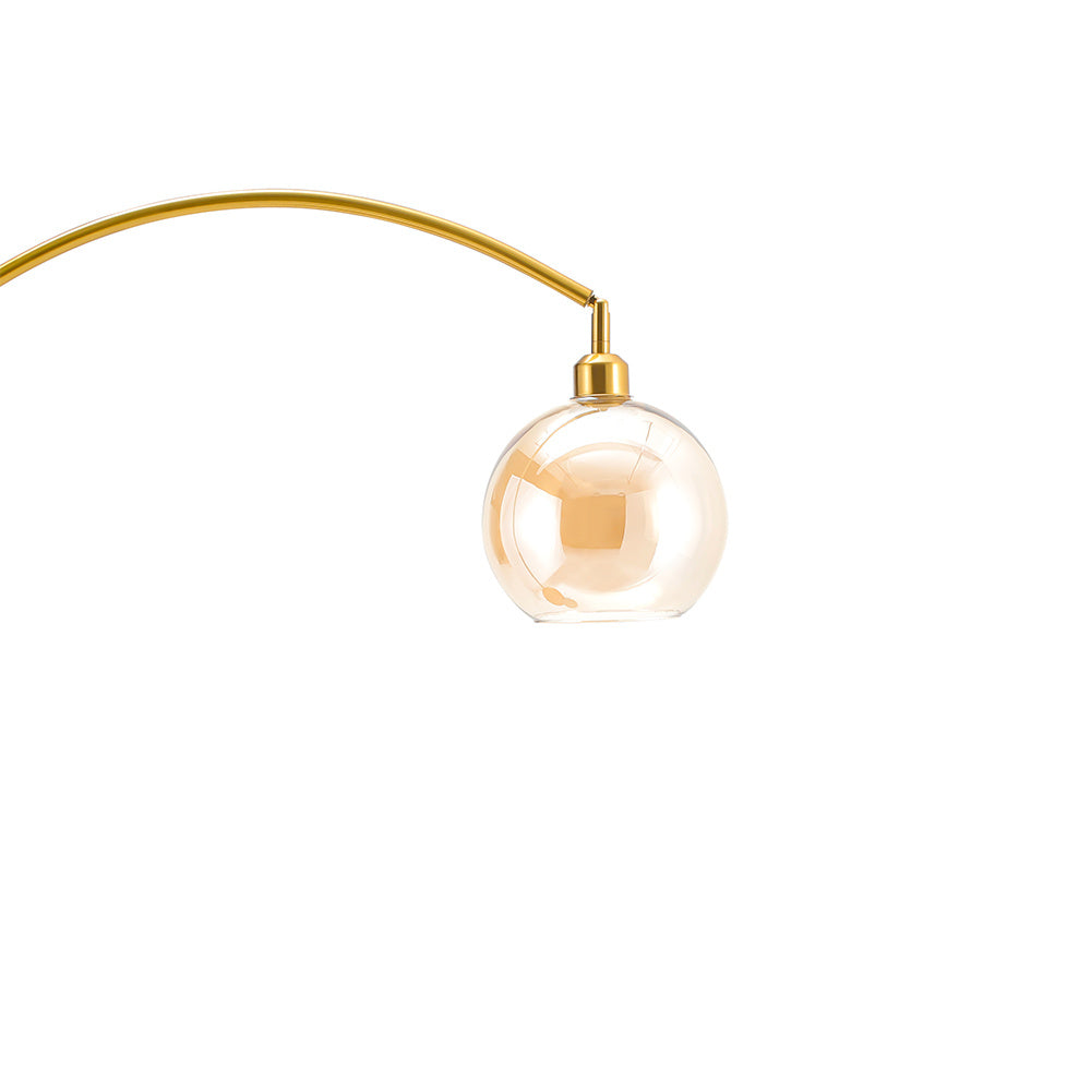 Modern Adjustable Arc Floor Lamp with Wood Tray