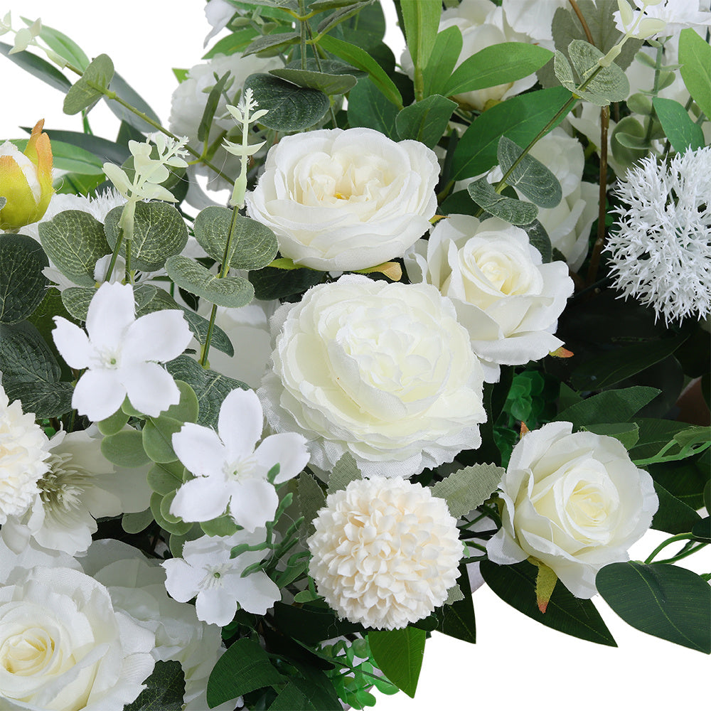 Milky White Peony Rose Wedding Aisle Flowers