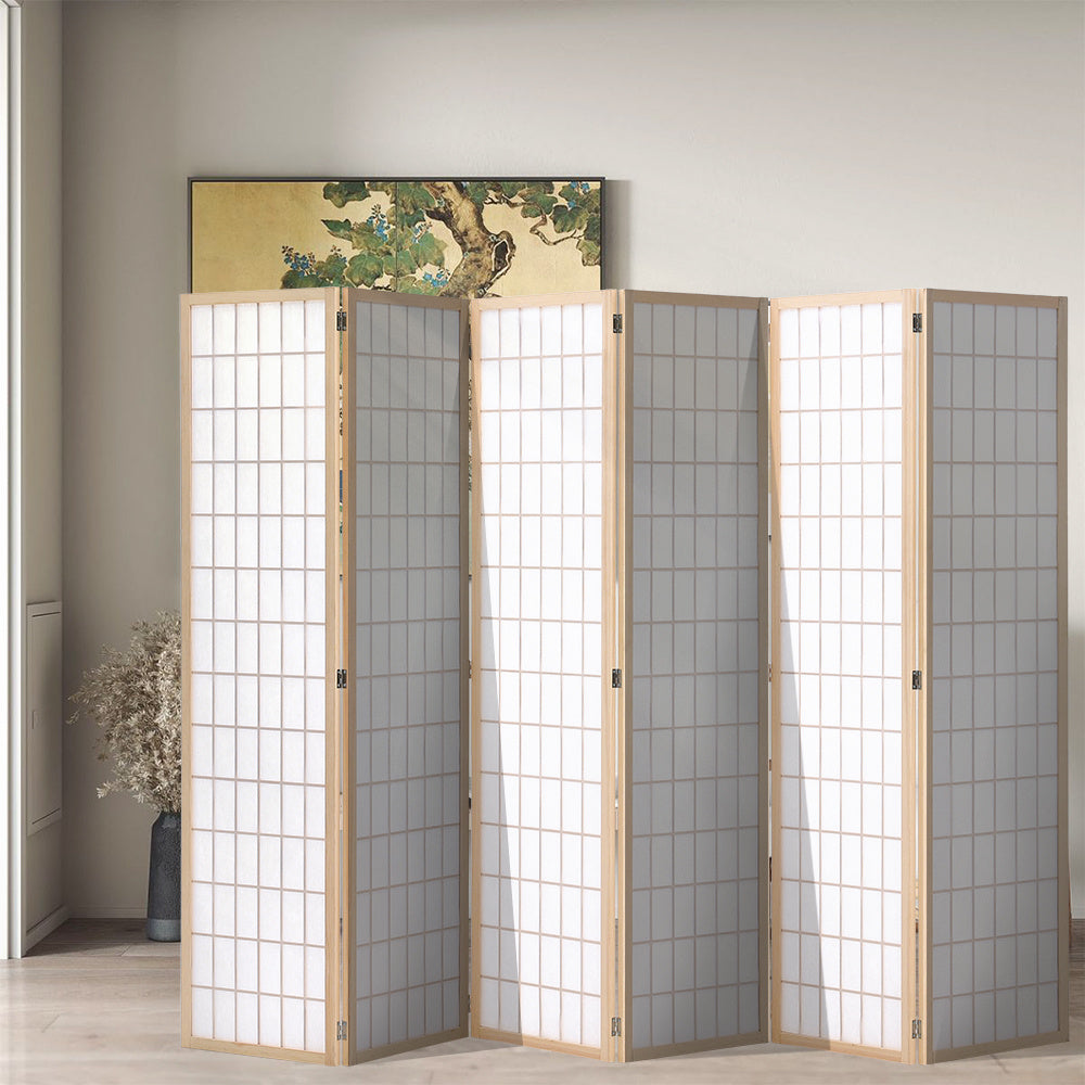 6 Panel Solid Wood Folding Room Divider Privacy Screen