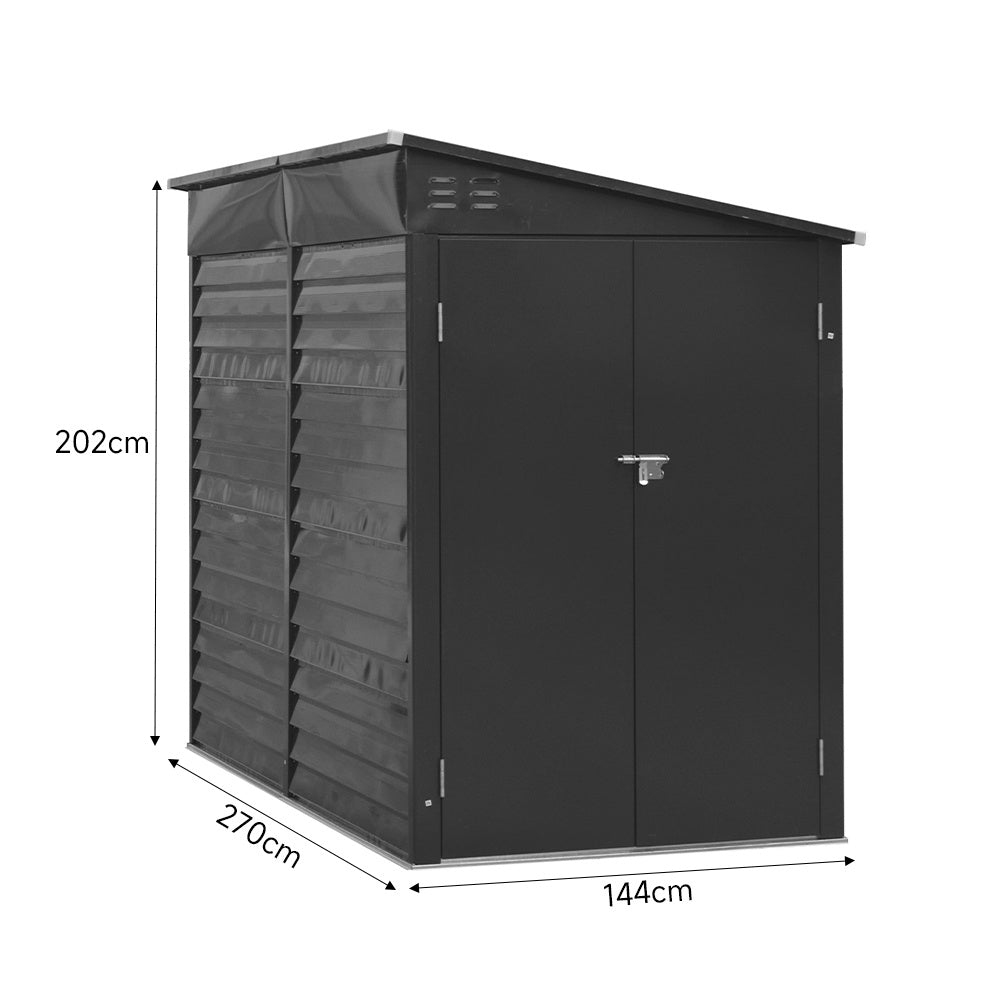 Charcoal Black Outdoor Garden Steel Storage Shed