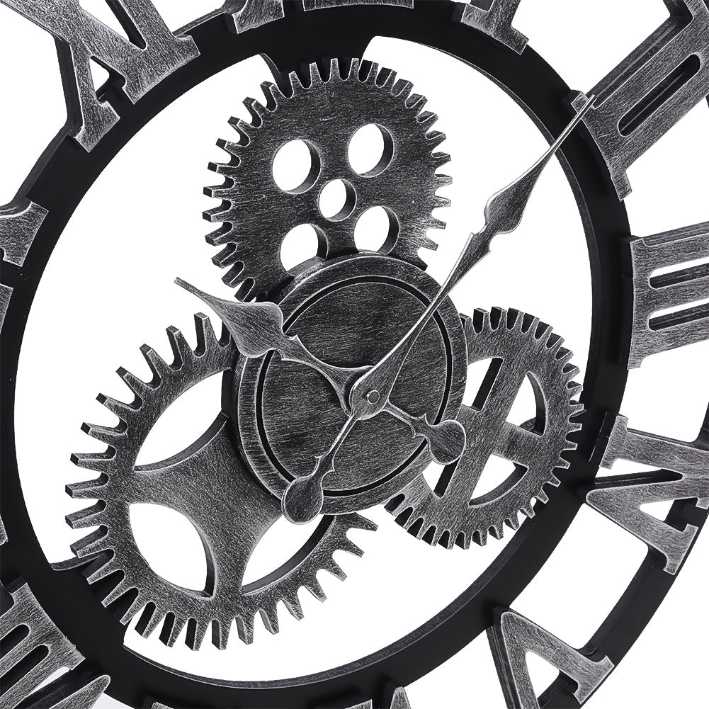 Silver 58cm Industrial Large Retro Silent Wall Clock