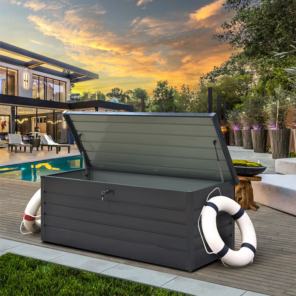 Anthracite 600L Metal Outdoor Garden Lockable Storage Box