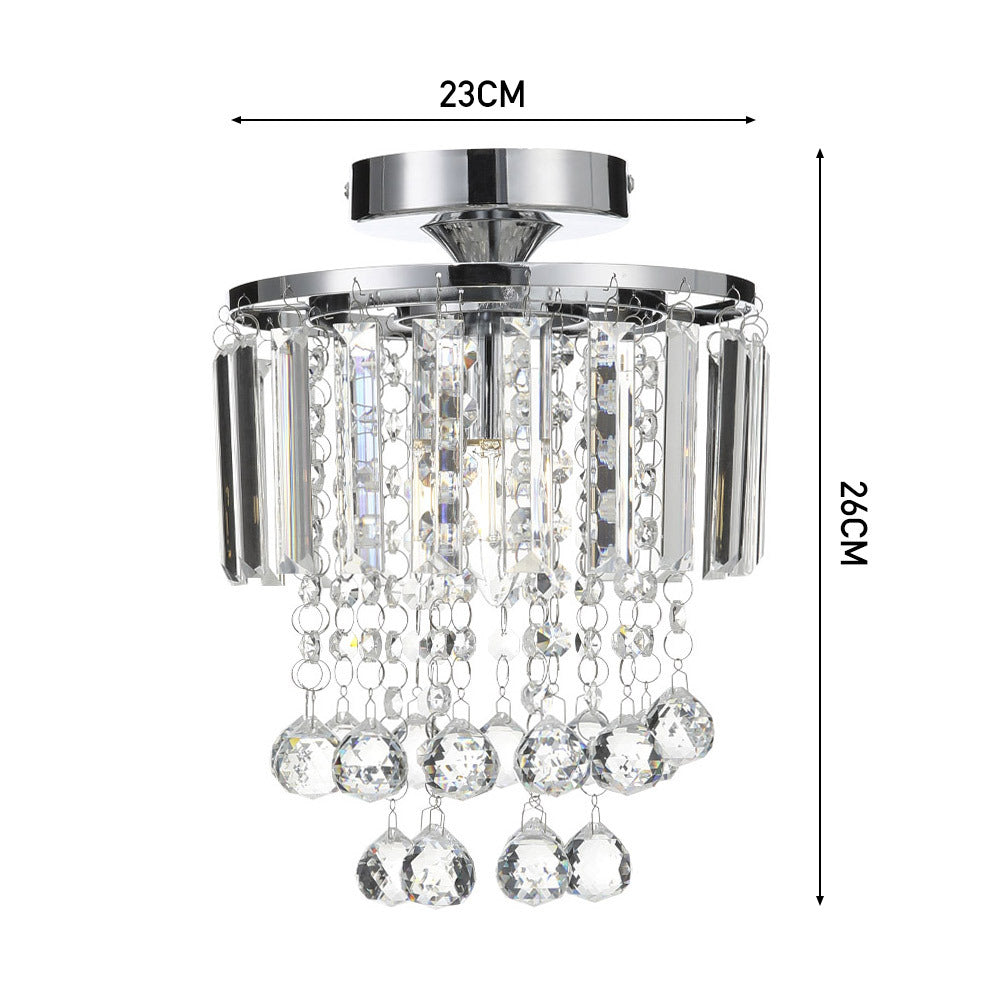 Chrome 23x26cm Bedroom Crystal LED Ceiling Light