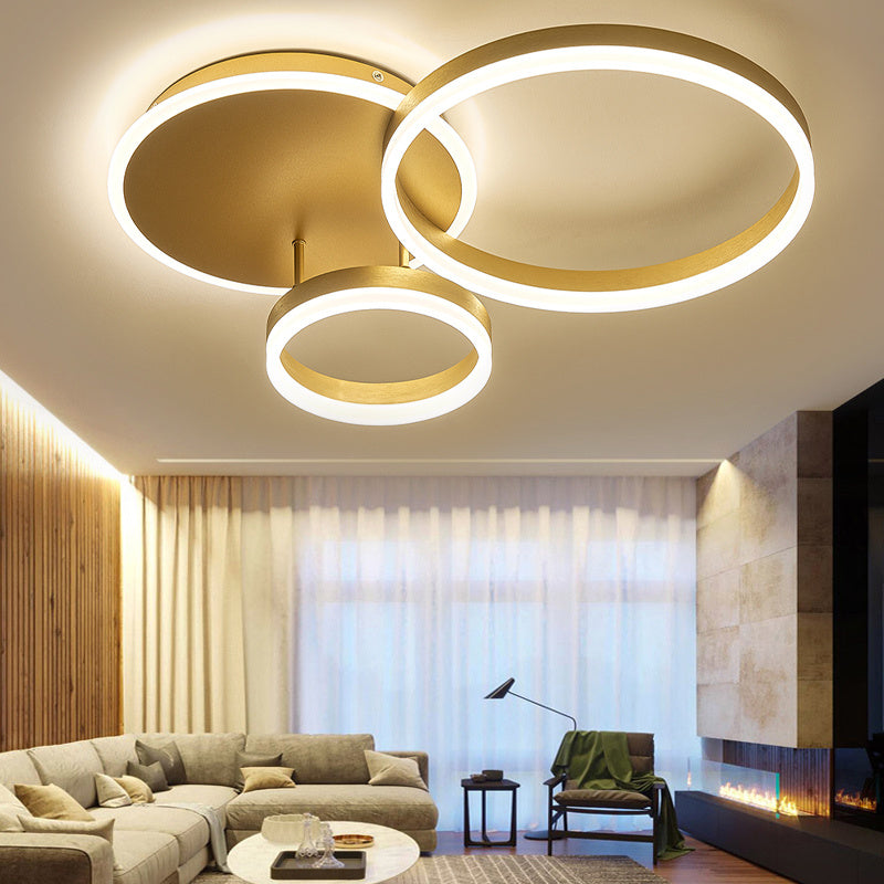 Modern Round LED Ceiling Light 3 Circle Dimmable