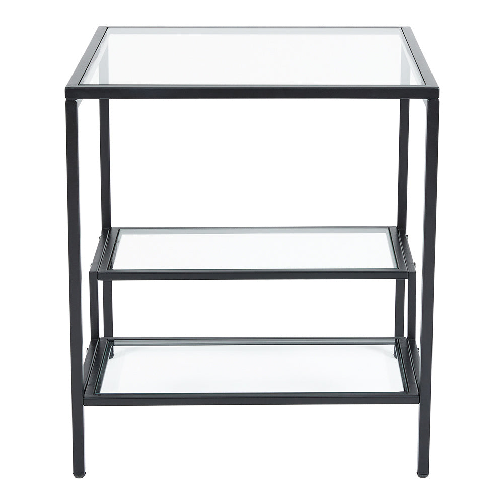 Black Ladder Style Tempered Glass Side Table