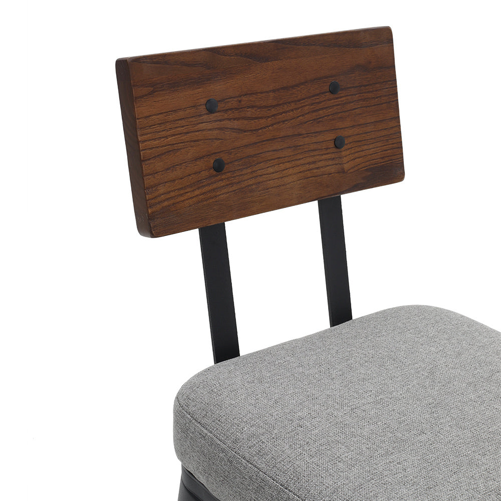 2Pcs Metal Breakfast Bar Stools with Cushions and Backrest,Grey