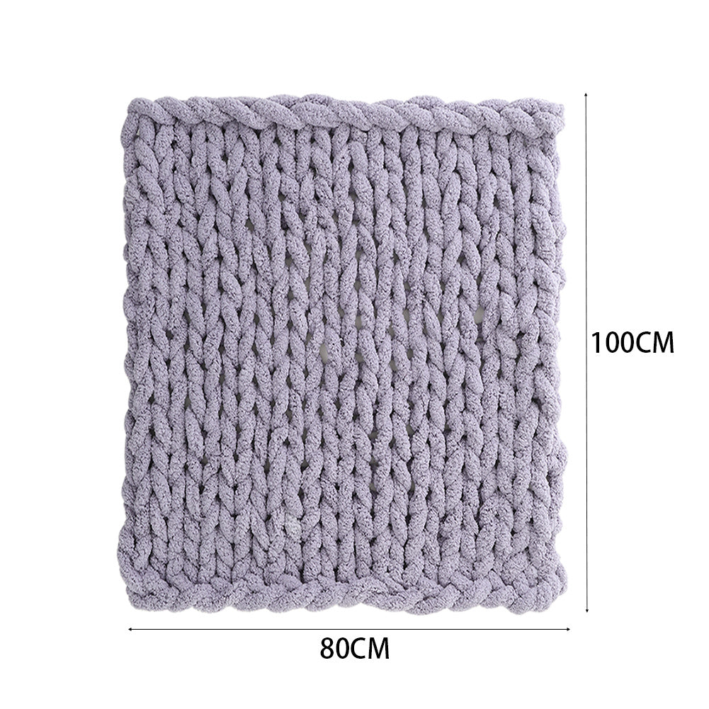 80x100CM Hand Woven Chenille Blanket for Couch and Bed,Grey