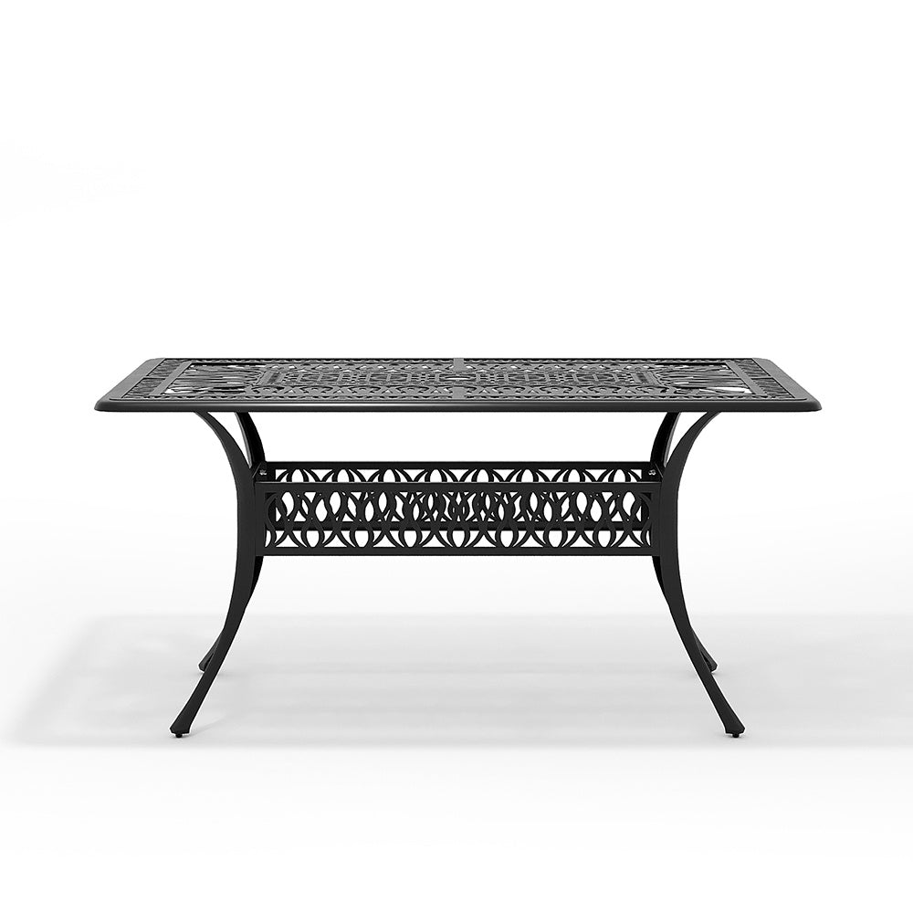 Outdoor Rectangular Black Cast Aluminum Garden Bistro Table