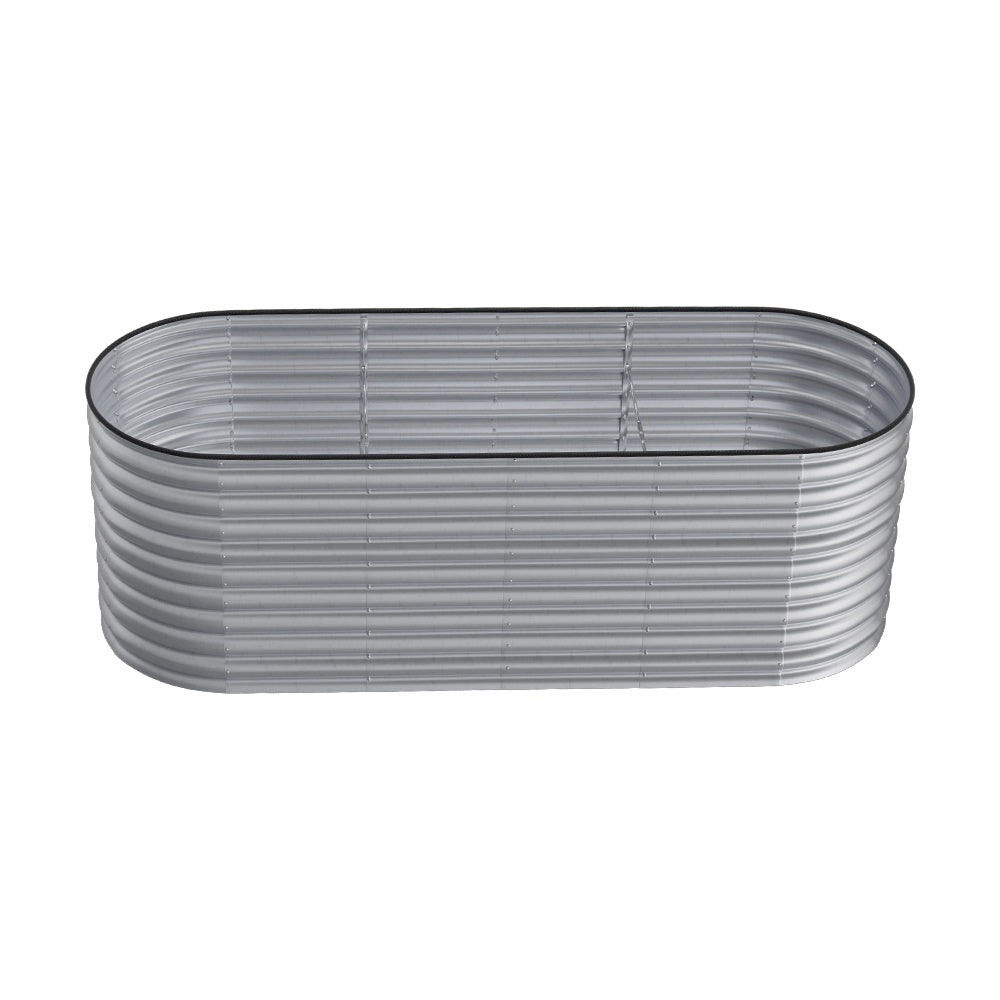 240cm Silver Oval Shaped Galvanized Steel Raised Garden Bed