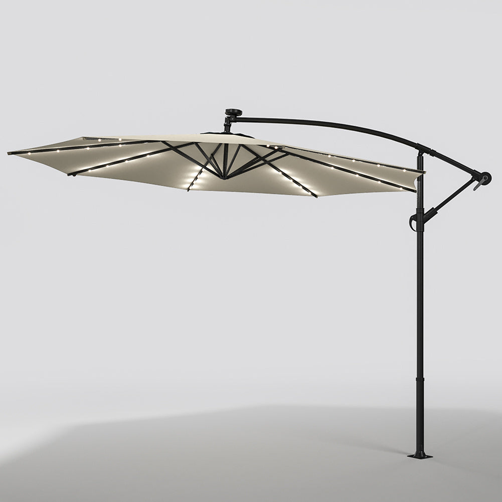 260cm H Outdoor 32 LED Lighted Patio Umbrella, with Crank Lift