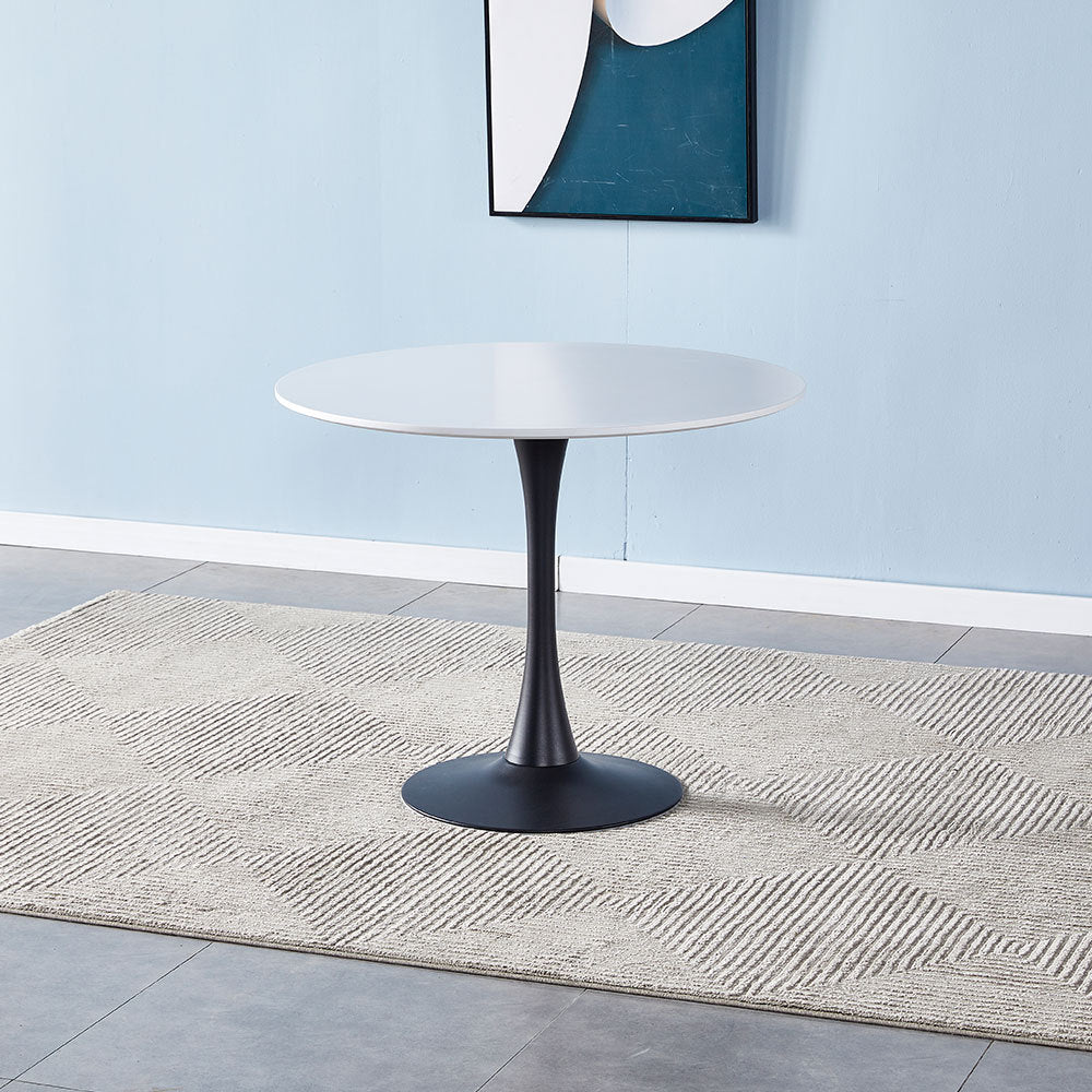 Modern Round Minimalist Dining Table Black and White