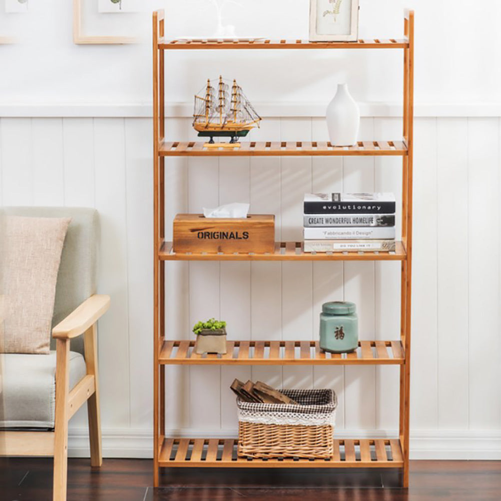 5 Tier Wood Rustic Storage Plant Stand Bamboo Tiered Bookshelf