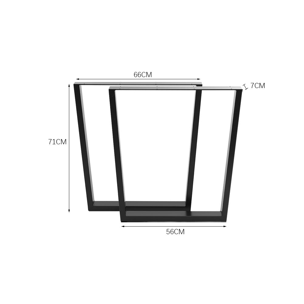 Set of 2 Metal Table or Bench Legs Frames Trapezium Steel Base Stands 56x71CM