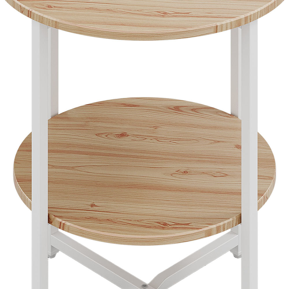 Natural Small Round Coffee Table with 2 Tier